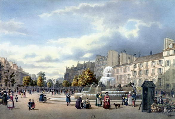 The Fountain of the Boulevard St. Martin, from 'Vue de Paris', c.1840 (colour litho) od Philippe Benoist