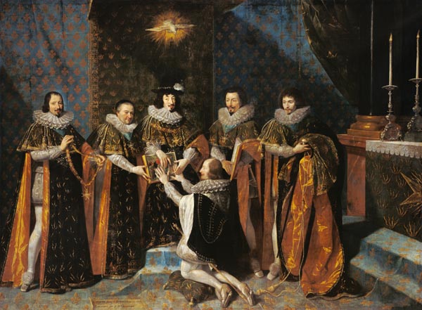 Louis XIII (1601-43) Receiving Henri d'Orleans (1595-1663) Duc de Longueville, into the Order of the od Philippe de Champaigne