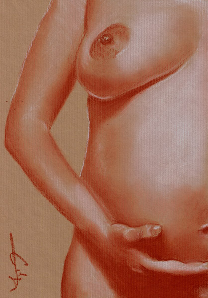 Femme enceinte de face od Philippe Flohic