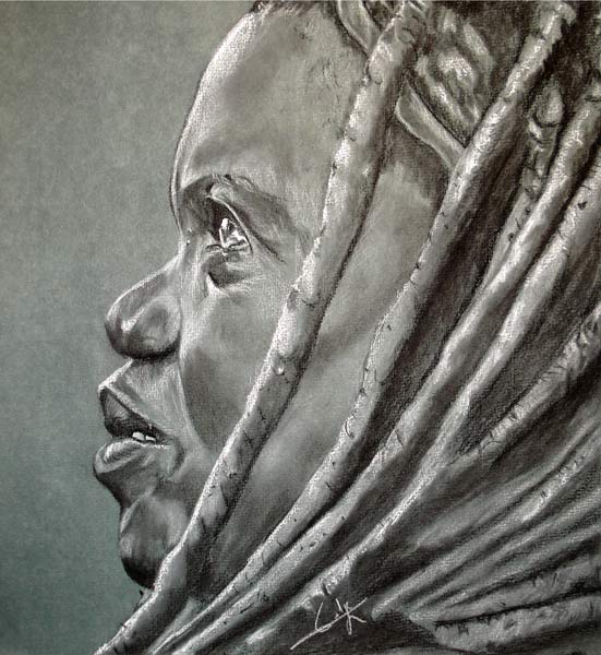 Femme Himba de profil od Philippe Flohic