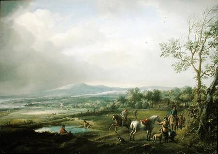 A Hawking Party in an Extensive Landscape od Philips Wouverman