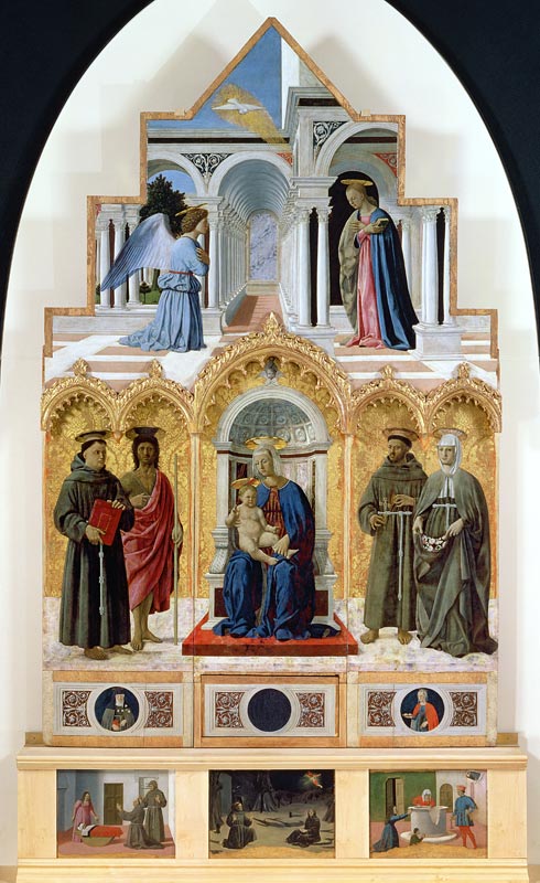 Altarpiece: Annunciation; Madonna and Child with Saints; Miracles of St. Anthony, St. Francis and St od Piero della Francesca