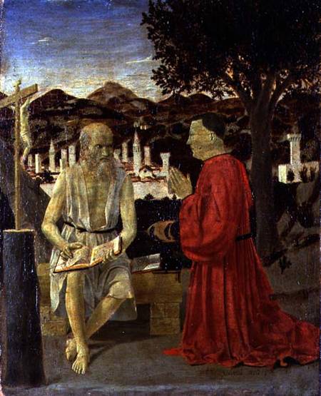 St. Jerome with a Man kneeling in Devotion od Piero della Francesca
