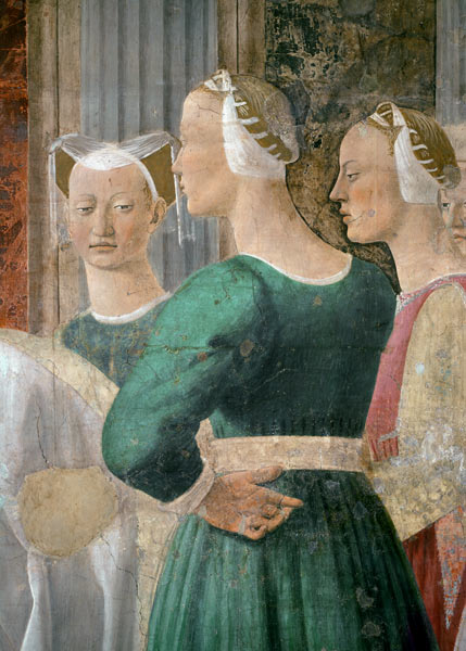 The Legend of the True Cross, the Queen of Sheba Worshipping the Wood of the Cross, detail of the qu od Piero della Francesca
