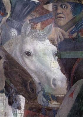 The Legend of the True Cross, the Battle of Heraclius and Chosroes, detail of a horse and a soldier