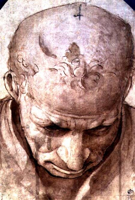 Head of an Elderly Man (pen, brown od Piero di Cosimo