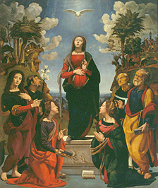 Mariae unbefleckte Empfängnis  umgeben von sechs Heiligen od Piero di Cosimo