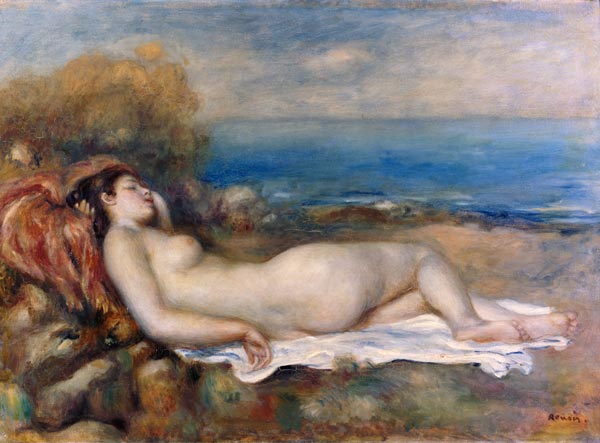 Resting taking a bath on the shore of the sea. od Pierre-Auguste Renoir