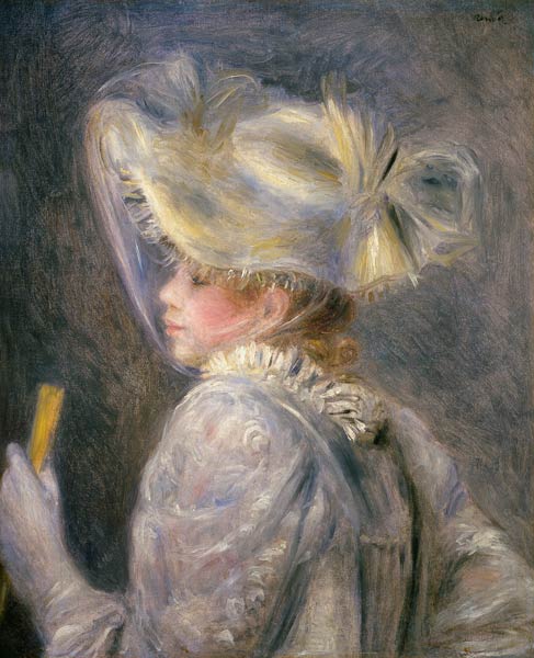 Young woman with a white hat. od Pierre-Auguste Renoir