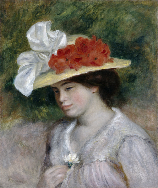 Woman in a Flowered Hat od Pierre-Auguste Renoir