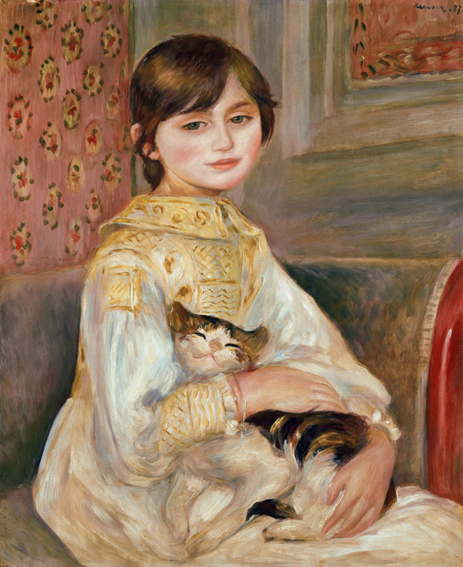 Mademoiselle Julie Manet with cat od Pierre-Auguste Renoir