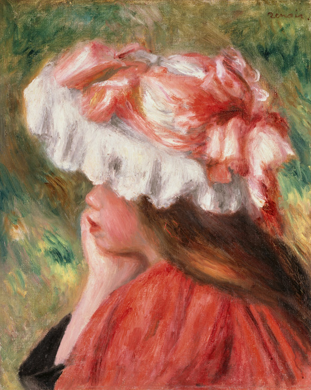 Junge Frau mit rotem Hut od Pierre-Auguste Renoir