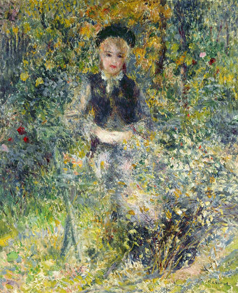 Young girl at a garden bank. od Pierre-Auguste Renoir