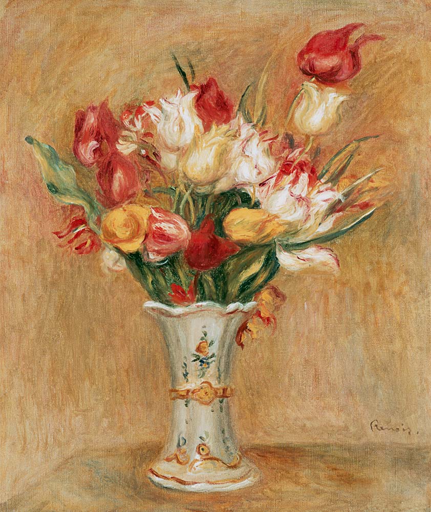 Tulpenstrauss in a white vase od Pierre-Auguste Renoir