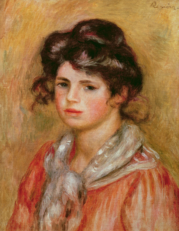 Young Girl With A White Handkerchief od Pierre-Auguste Renoir