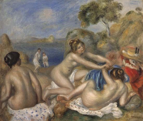 Three girls taking a bath od Pierre-Auguste Renoir