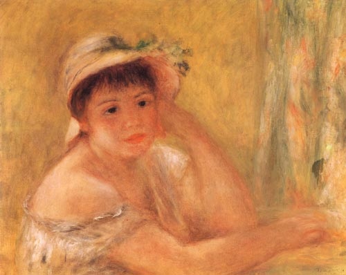 Woman with straw hat od Pierre-Auguste Renoir