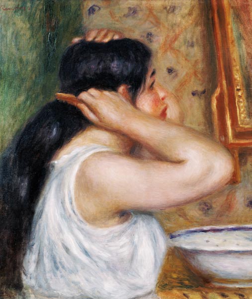 Girl Combing her Hair od Pierre-Auguste Renoir