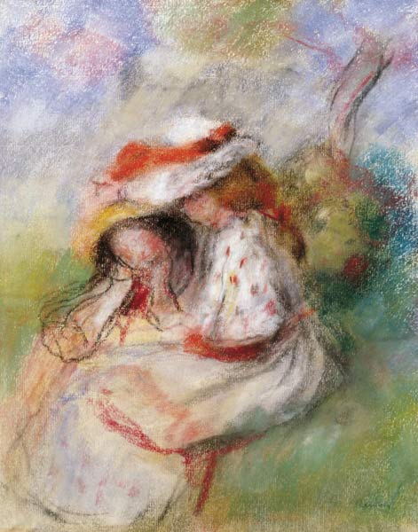 Two Young Girls in a Garden od Pierre-Auguste Renoir