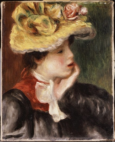 Head of a Girl with a Yellow Hat od Pierre-Auguste Renoir