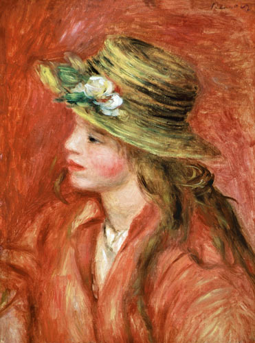 Young girl with straw hat od Pierre-Auguste Renoir