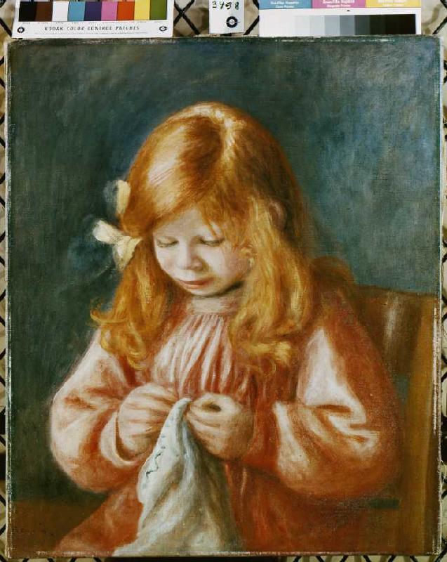 Sewing child. od Pierre-Auguste Renoir