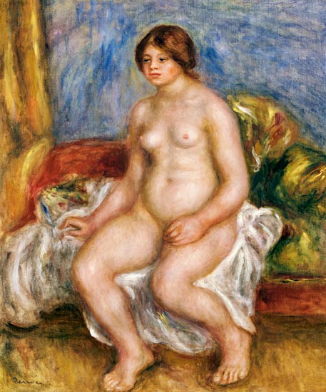 Nude Woman On Green Cushions od Pierre-Auguste Renoir