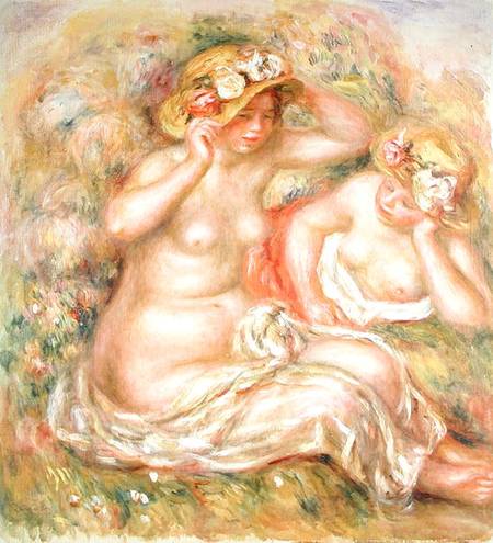 Two Nudes Wearing Hats od Pierre-Auguste Renoir