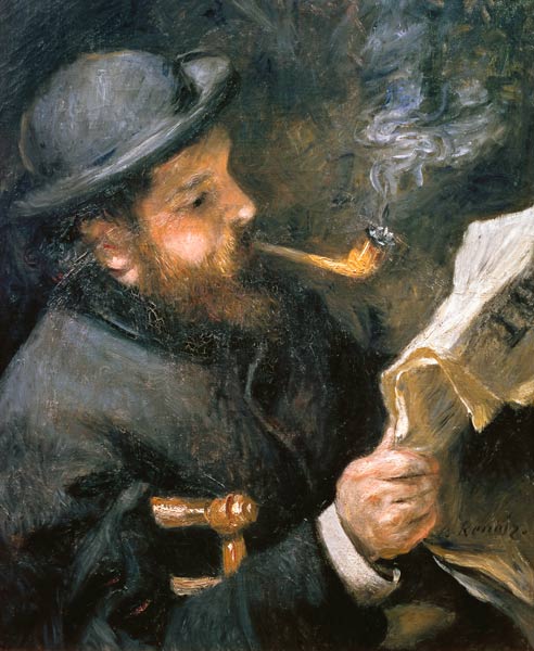 Claude Monet (1840-1926) reading a newspaper od Pierre-Auguste Renoir