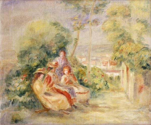 Mädchen im Garten (Wahrscheinlich im Garten von Chateau des Brouillards, wo Renoir von 1893-95 ein A od Pierre-Auguste Renoir