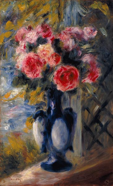 Roses in a Blue Vase od Pierre-Auguste Renoir