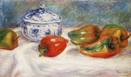 Still Life With A Blue Sugar Bowl And Peppers od Pierre-Auguste Renoir