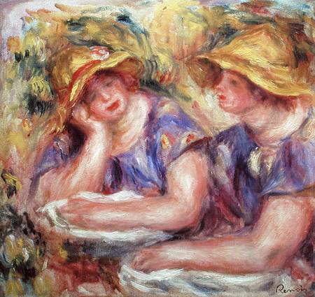 Two women in blue blouses od Pierre-Auguste Renoir