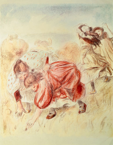 Young Girls Playing (coloured pencil) od Pierre-Auguste Renoir