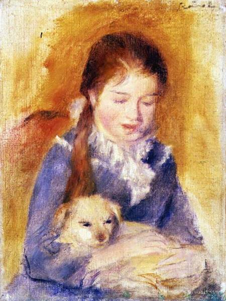Young Girl with a Dog od Pierre-Auguste Renoir