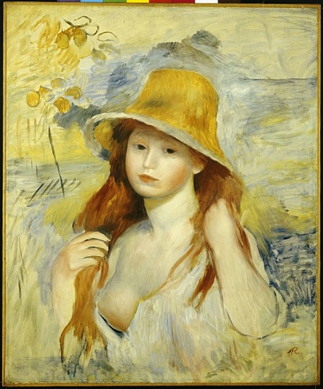 Young Girl with a Straw Hat od Pierre-Auguste Renoir