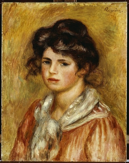 Young Girl with a White Handkerchief od Pierre-Auguste Renoir