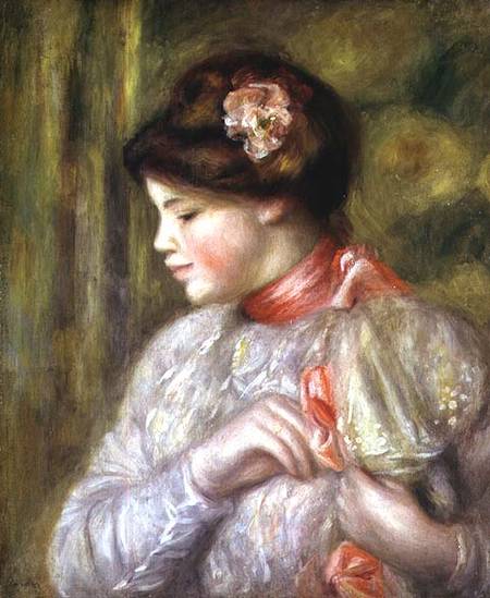 Young woman adjusting her blouse od Pierre-Auguste Renoir