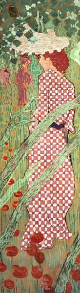 Woman with a Checked Dress, one of four panels of Women in the Garden od Pierre Bonnard