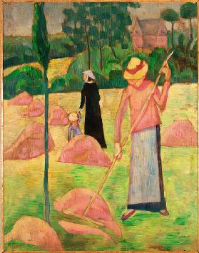 Woman with rake