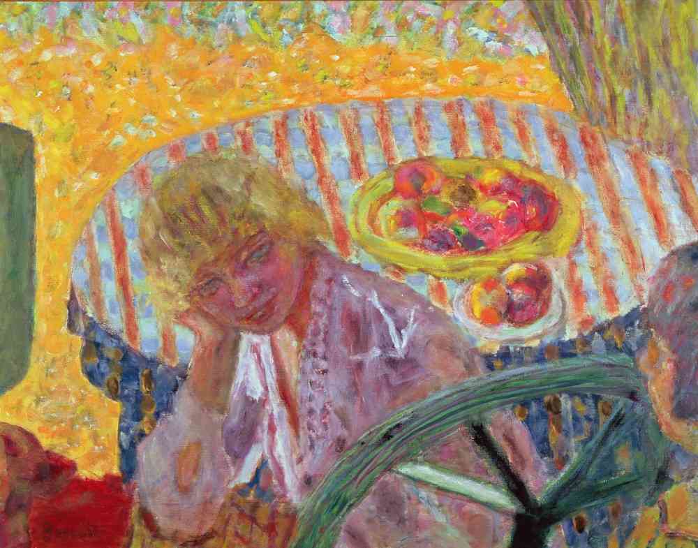 Young Girl with a Striped Tablecloth od Pierre Bonnard