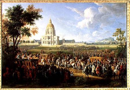 Louis XIV (1638-1715) and his Entourage Visiting Les Invalides od Pierre-Denis Martin