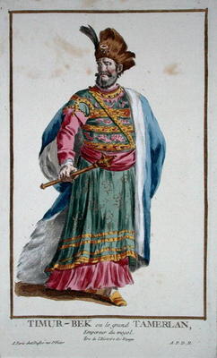 Tamburlaine (1336-1405) from 'Receuil des Estampes, representant les Rangs et les Dignites, suivant od Pierre Duflos