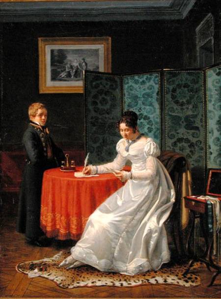 Woman Writing a Letter od Pierre Duval-Lecamus