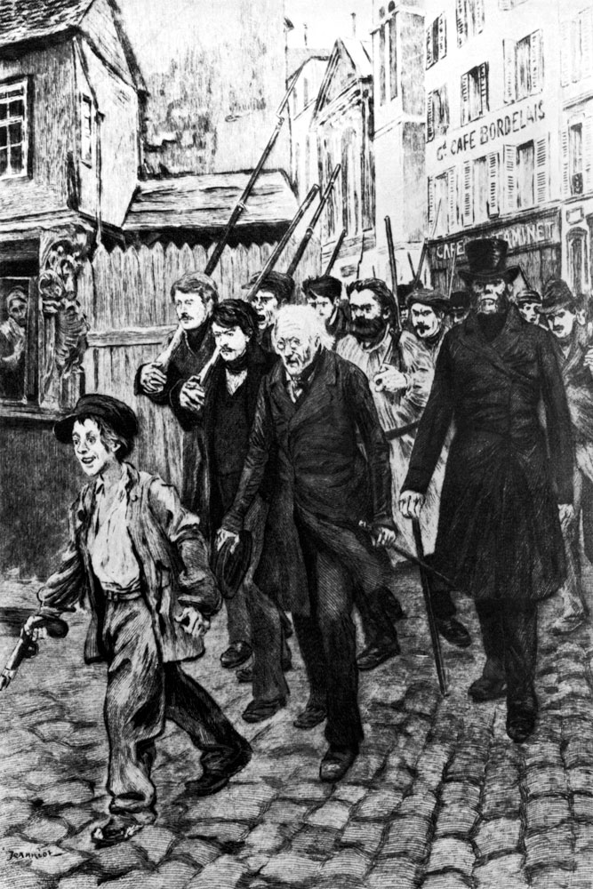 Gavroche Leading a Demonstration, illustration from 'Les Miserables' by Victor Hugo od Pierre Georges Jeanniot