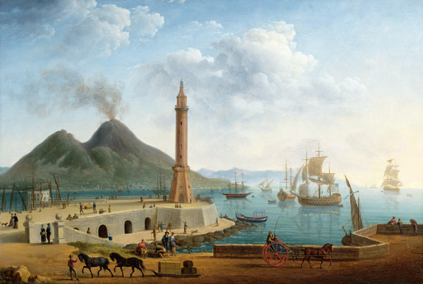 View of Vesuvius from the Harbour of Naples od Pierre Joseph Petit