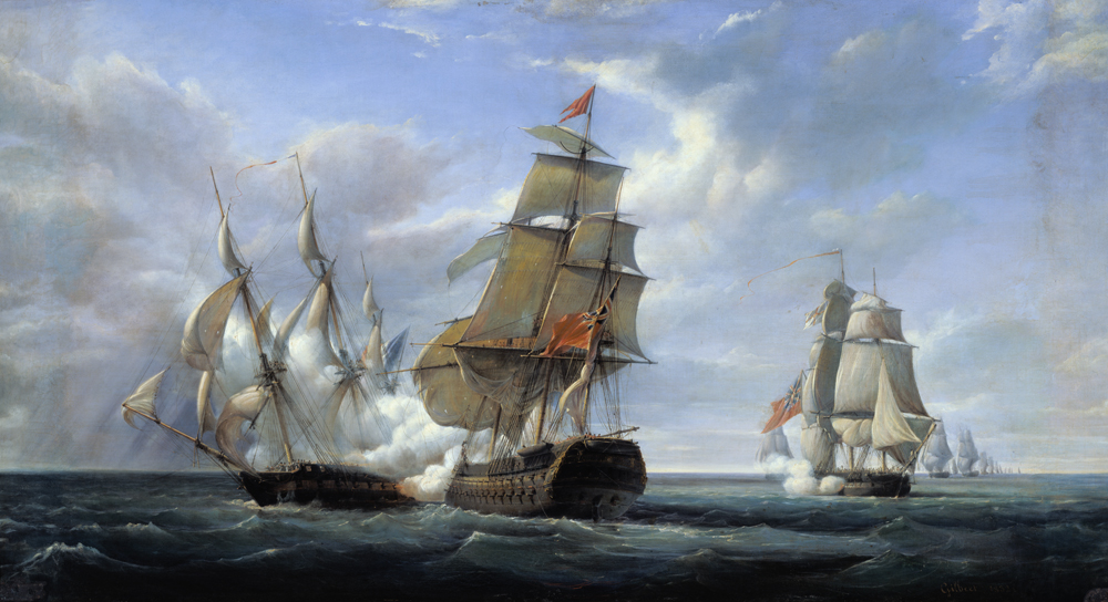 Combat between the French Frigate 'La Canonniere' and the English Vessel 'The Tremendous', 21st Apri od Pierre Julien Gilbert