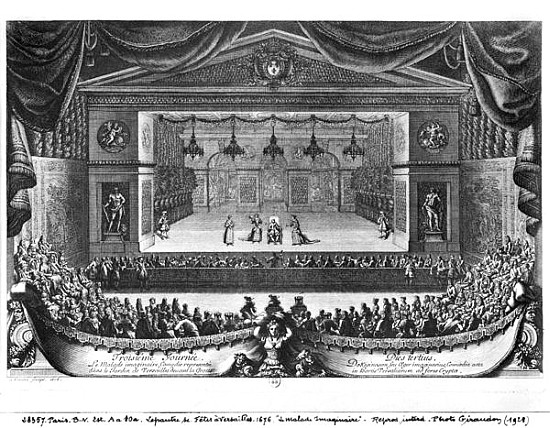 The Third Day, from ''La Malade Imaginaire'' Moliere (1622-73) performed in the garden at Versailles od Pierre Lepautre