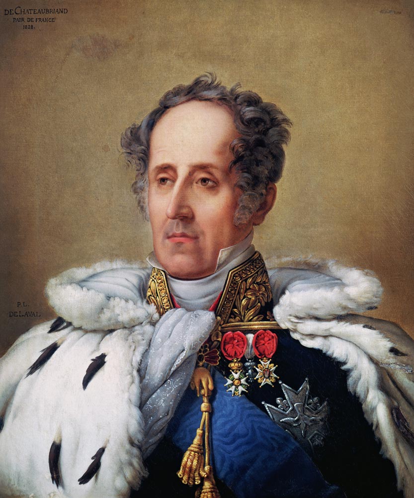 Portrait of Francois Rene (1768-1848) Vicomte de Chateaubriand od Pierre Louis Delaval or De Laval