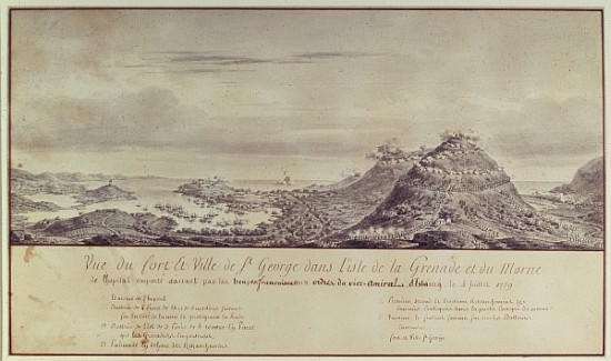 The French Capture Grenada, 1779 (watercolour) od Pierre Ozanne